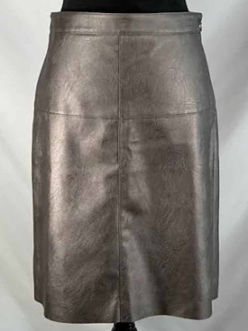 LOFT Metallic Silver Faux Leather Pencil Skirt NWT 4